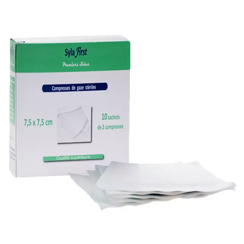Syla First Compresses de Gaze Stériles 7,5X7,5cm 10X2 pièces - Univers Pharmacie
