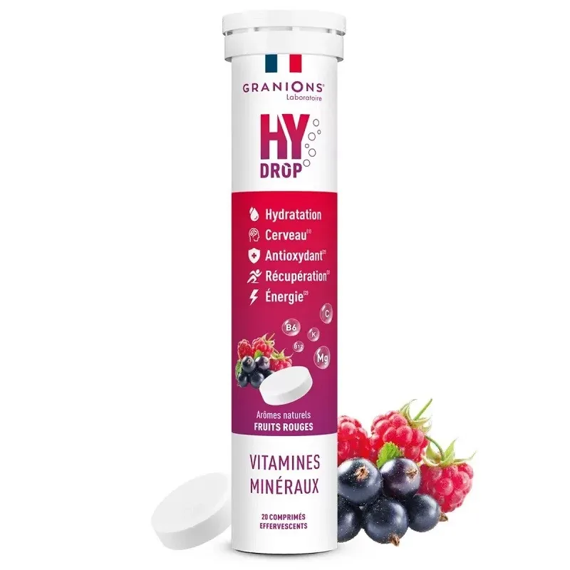 Granions Hydrop Arôme Fruits Rouges 20 comprimés effervescents - Univers Pharmacie