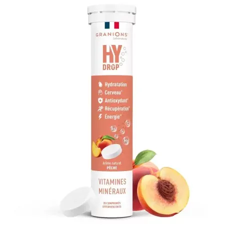 Granions Hydrop Arôme Pêche 20 comprimés effervescents - Univers Pharmacie