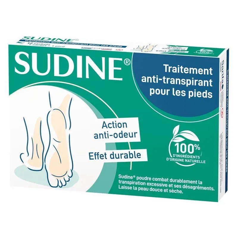 Sudine Traitement Anti-transpirant pour les Pieds 12X2,75g - Univers Pharmacie