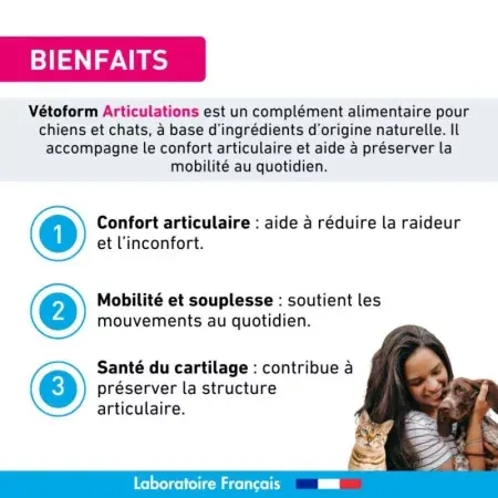 Vetoform Articulations Chat et Chien 100g - Bienfaits