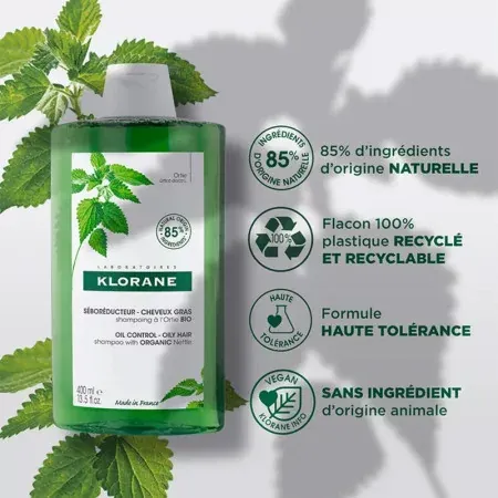Klorane Shampooing à l'Ortie Bio 400ml - Produit écoresponsable