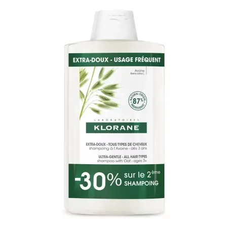 Klorane Shampooing Extra-doux à l'Avoine 2X400ml - Univers Pharmacie
