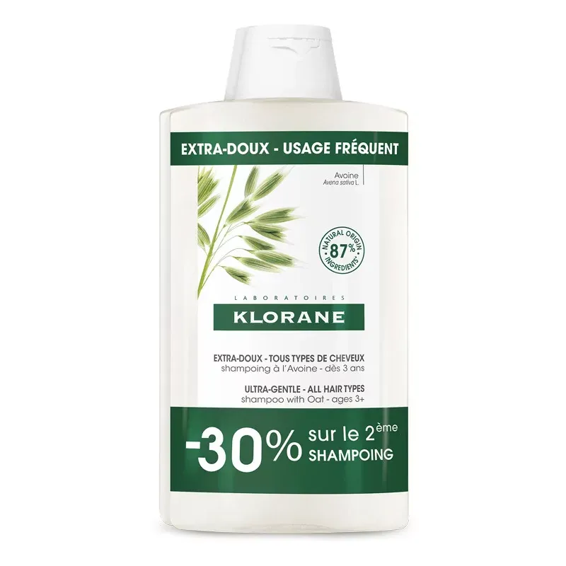Klorane Shampooing Extra-doux à l'Avoine 2X400ml - Univers Pharmacie
