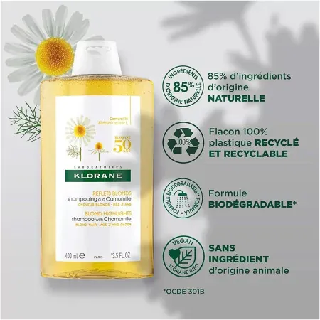 Klorane Shampooing à la Camomille 400ml - Produit écoresponsable