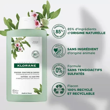 Klorane Shampooing Douceur Amande 400ml - Soin écoresponsable