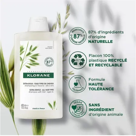 Klorane Shampooing Extra-doux à l'Avoine 400ml - Soin écoresponsable