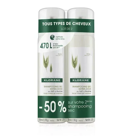 Klorane Shampooing Sec Extra-doux 2X150ml - Univers Pharmacie