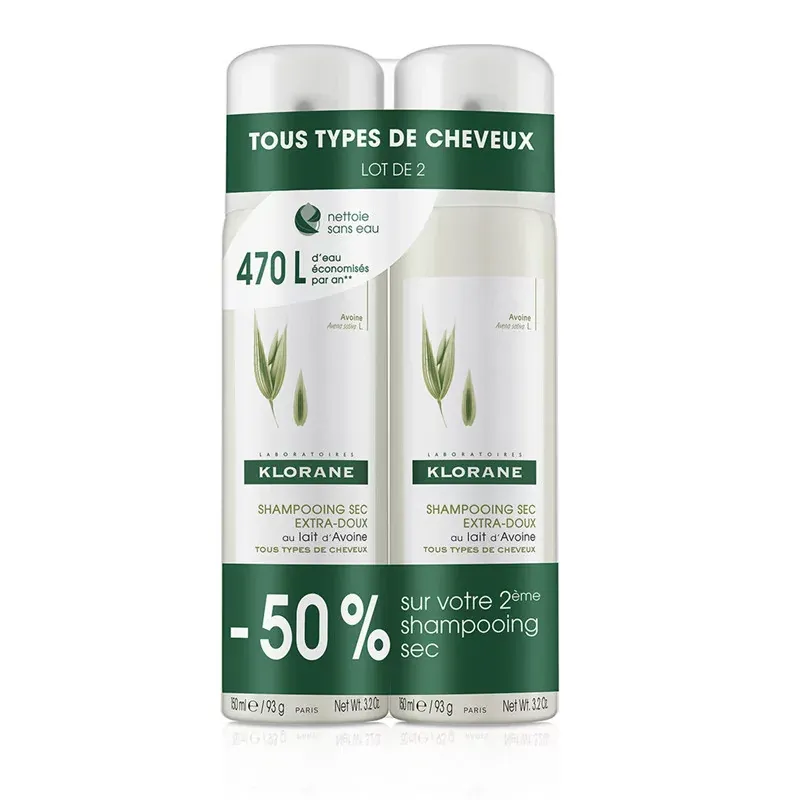 Klorane Shampooing Sec Extra-doux 2X150ml - Univers Pharmacie