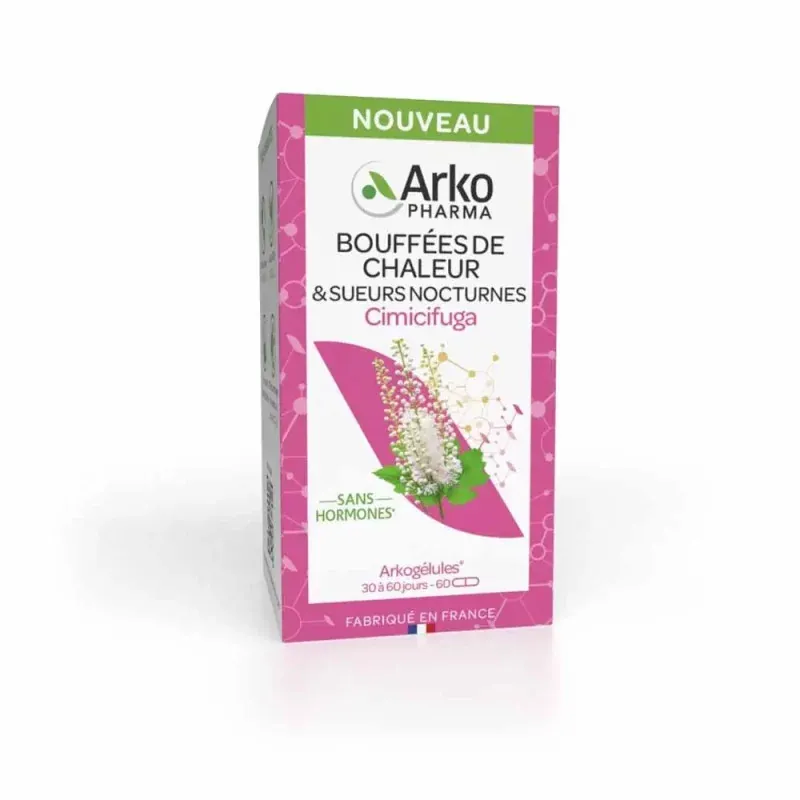 Arkopharma Bouffées de Chaleur & Sueurs Nocturnes Cimifuga 60 gélules - Univers Pharmacie