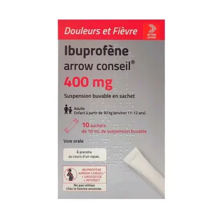 Ibuprofène Arrow Conseil 400mg Suspension Buvable 10 sachets - Univers Pharmacie