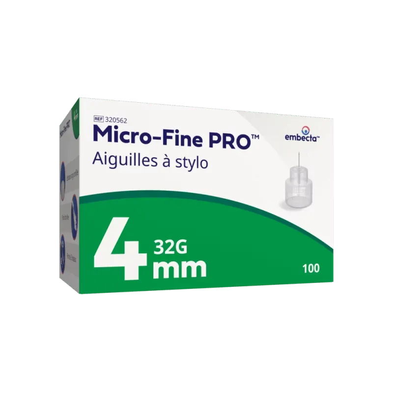 Micro-Fine Pro Aiguilles à Stylo Embecta 4mm 32G 100 pièces - Univers Pharmacie