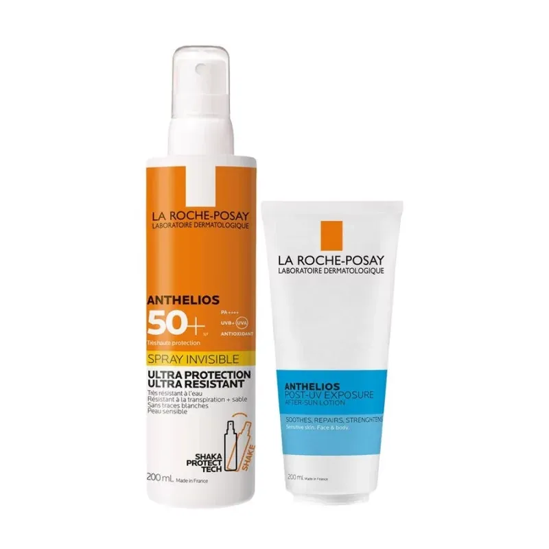 La Roche-Posay Anthelios Spray Invisible SPF50+ 200ml + Post-UV Exposure Lait Après-Soleil 75ml - Univers Pharmacie