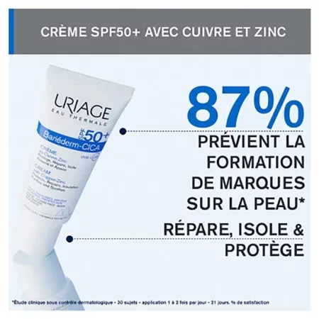Uriage Bariéderm Cica-Crème Réparatrice au Cuivre et Zinc SPF50+ 40ml - Efficacité prouvée