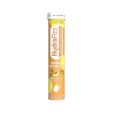 Upsa Hydrafizz Hydra Ice Tea Pêche 16 comprimés effervescents - Univers Pharmacie