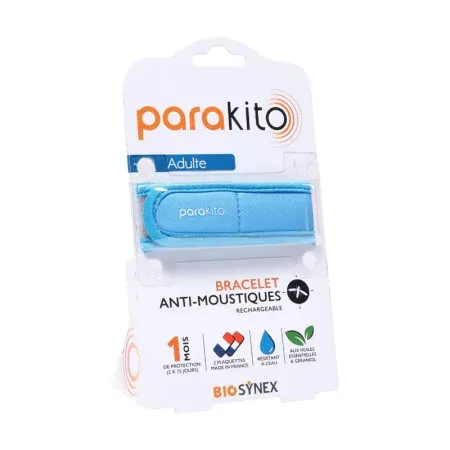 Parakito Bracelet Anti-moustiques Adulte Bleu - Univers Pharmacie