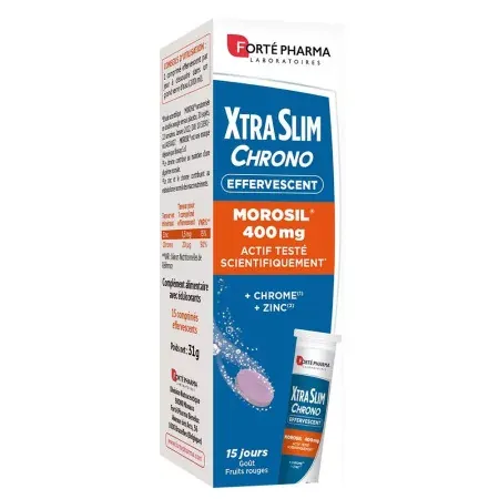 Forté Pharma Xtram Slim Chrono Morosil 400mg Goût Fruits Rouges 15 comprimés effervescents - Univers Pharmacie