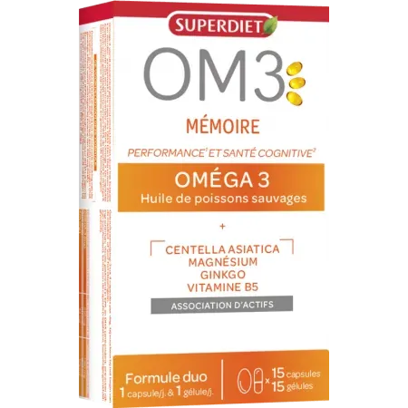 Superdiet OM3 Mémoire Oméga-3 15 gélules + 15 capsules - Univers Pharmacie
