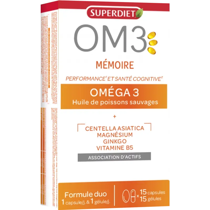 Superdiet OM3 Mémoire Oméga-3 15 gélules + 15 capsules - Univers Pharmacie