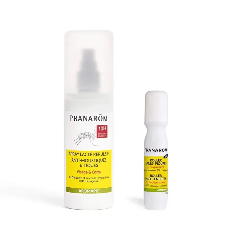 Pranarôm Promo Duro Aromapic Spray Anti-Moustiques Bio 75ml + Roller Après-piqûres Bio 15ml - Univers Pharmacie