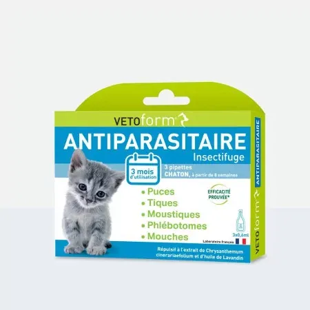 Vetoform Antiparasitaire Insectifuge Chaton 3 pipettes