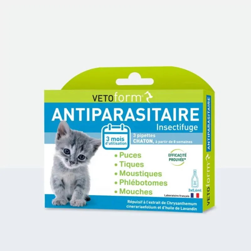 Vetoform Antiparasitaire Insectifuge Chaton 3 pipettes