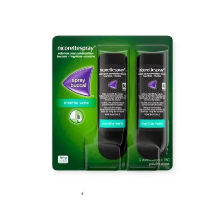 Nicorettespray Menthe Verte 1 mg/dose 2 flacons - Univers Pharmacie