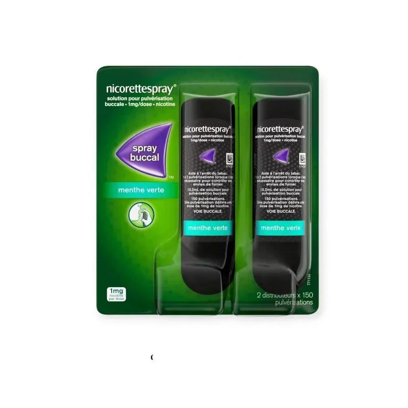 Nicorettespray Menthe Verte 1 mg/dose 2 flacons - Univers Pharmacie