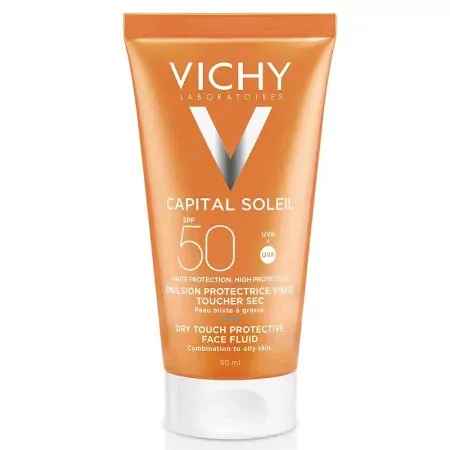 Vichy Capital Soleil Emulsion Protectrice Visage Toucher Sec SPF50 50ml - Univers Pharmacie