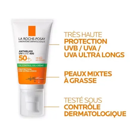 La Roche-Posay Anthelios UVMUNE 400 Gel Crème Oil Control SPF50+ 50ml - Univers Pharmacie