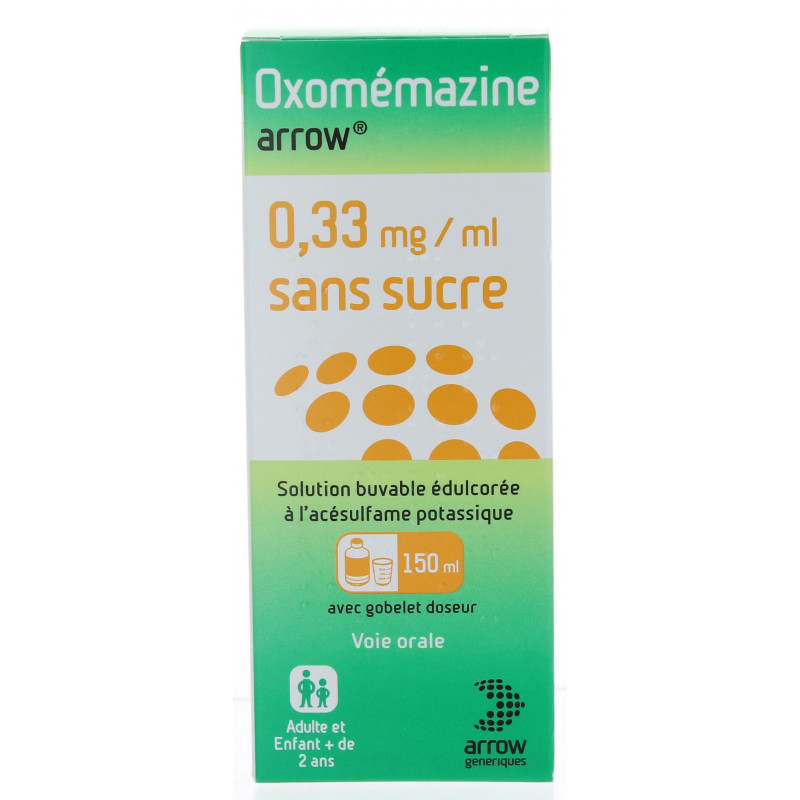 Oxomémazine Arrow 0,33mg/ml sans sucre 150ml - Univers Pharmacie
