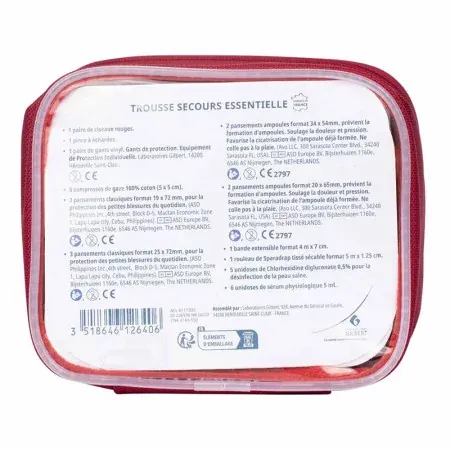 Gilbert Trousse de Secours 1ères Urgences - Dos de la trousse