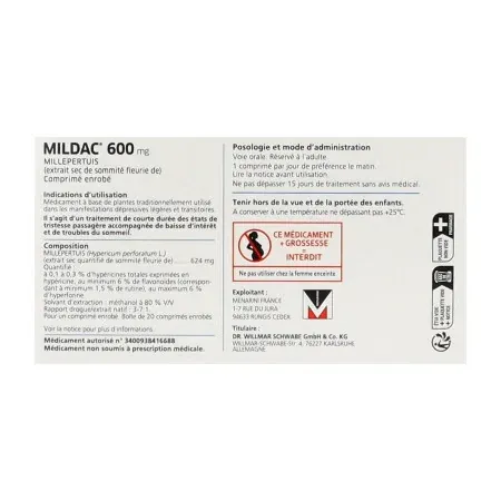 Mildac 600mg 20 comprimés - Univers Pharmacie