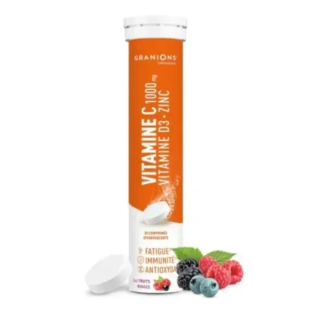Granions Vitamine C 1000mg Vitamine D3 20 comprimés effervescents - Univers Pharmacie