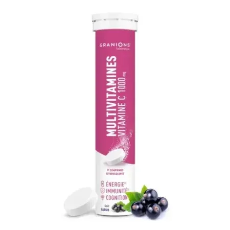 Granions Multivitamines Vitamine C 1000mg Goût Cassis 17 comprimés effervescents - Univers Pharmacie