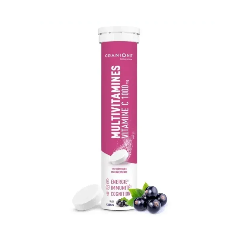 Granions Multivitamines Vitamine C 1000mg Goût Cassis 17 comprimés effervescents - Univers Pharmacie