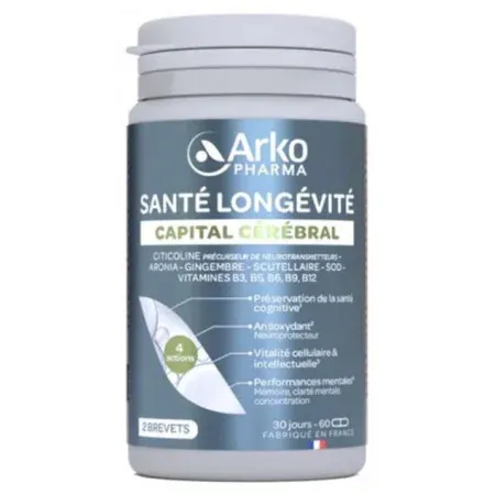 Arkopharma Santé Longevité Capital Cérébral 60 gélules - Univers Pharmacie