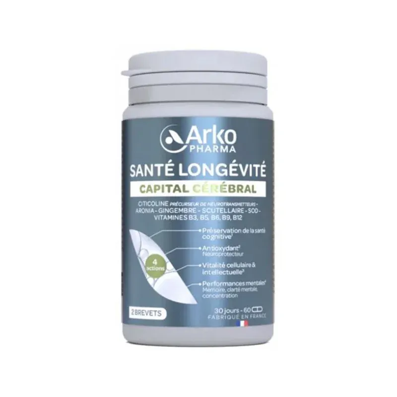 Arkopharma Santé Longevité Capital Cérébral 60 gélules - Univers Pharmacie