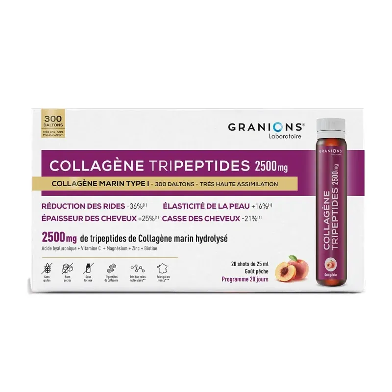 Granions Collagène Tripeptides 2500mg 20 shots de 25ml- Univers Pharmacie