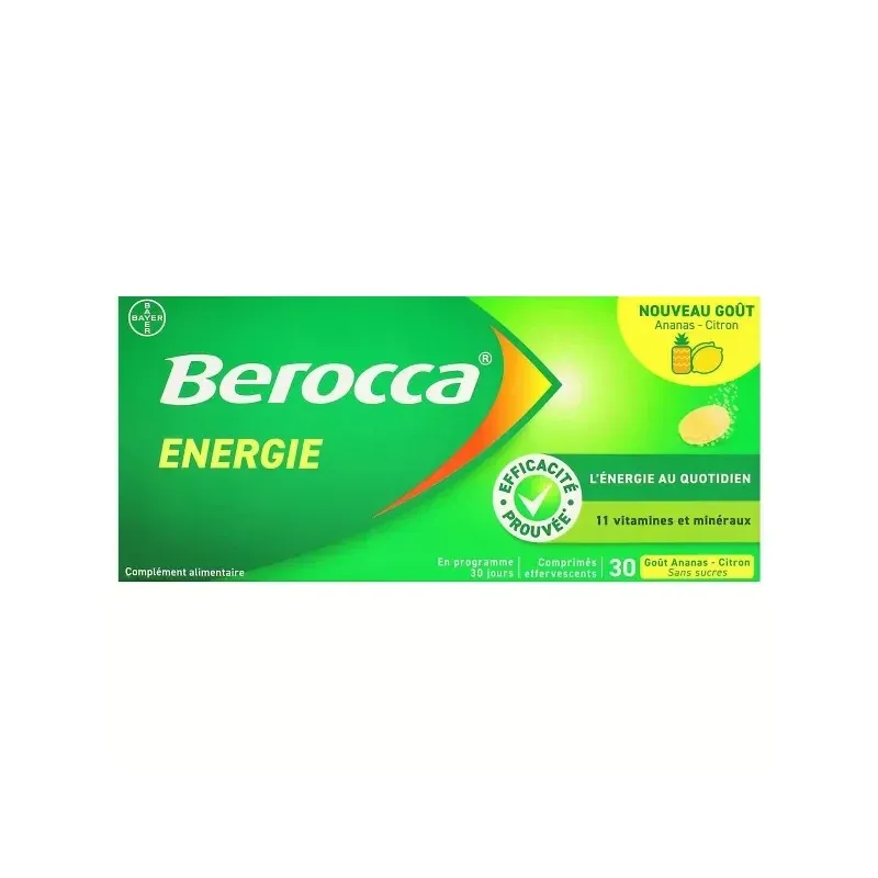Berocca Énergie Goût Ananas Citron 30 comprimés effervescents - Univers Pharmacie
