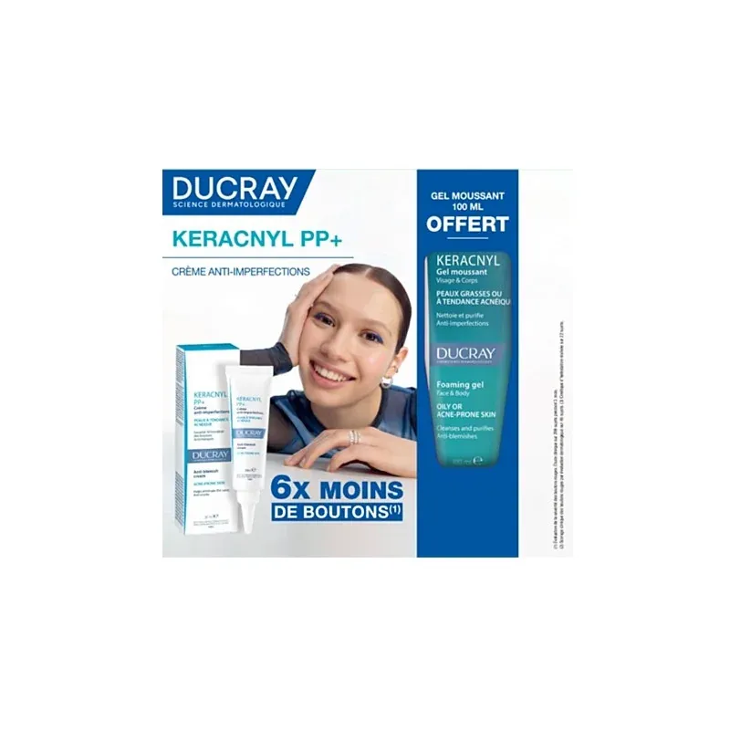 Ducray Keracnyl PP+ Crème Anti-imperfection 30ml + Gel Moussant Keracnyl 100ml