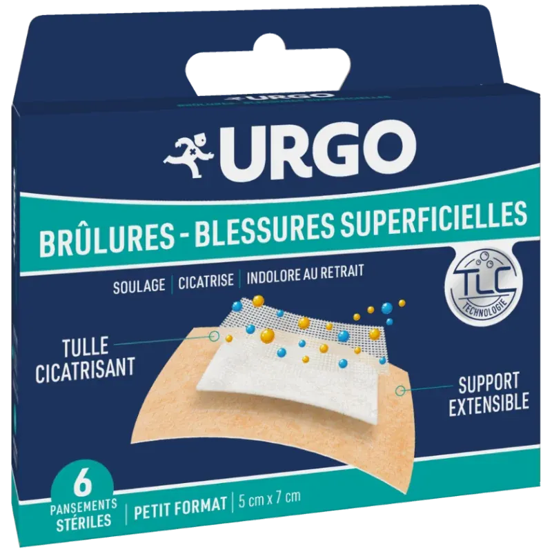 Urgo Brûlures et Blessures Superficielles 6 pansements 5X7cm - Univers Pharmacie