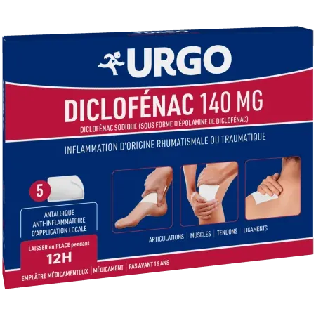 Urgo Diclofénac 140mg 5 emplâtres médicamenteux - Univers Pharmacie