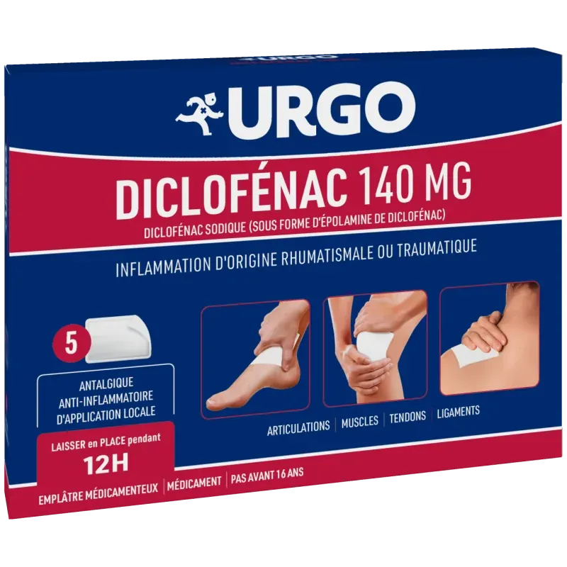 Urgo Diclofénac 140mg 5 emplâtres médicamenteux - Univers Pharmacie
