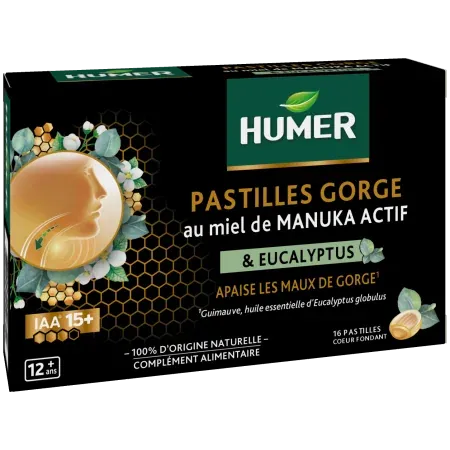 Humer Pastilles Gorge au Miel de Manuka Actif X16 - Univers Pharmacie