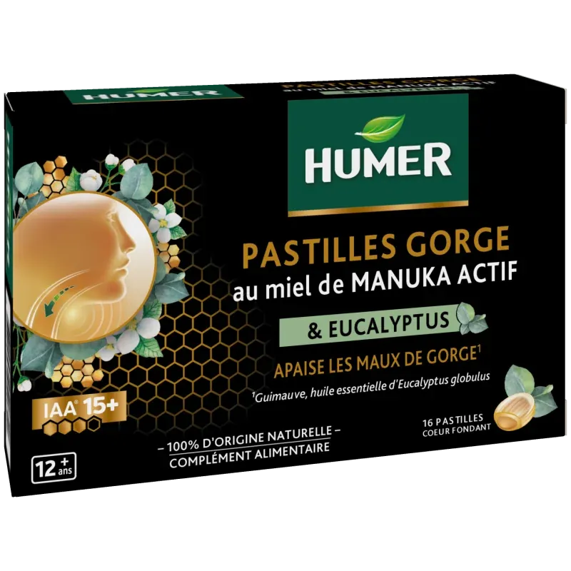Humer Pastilles Gorge au Miel de Manuka Actif X16 - Univers Pharmacie