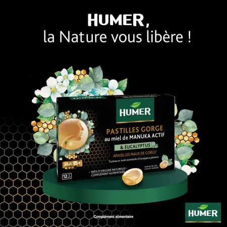 Humer Pastilles Gorge au Miel de Manuka Actif X16 - Univers Pharmacie