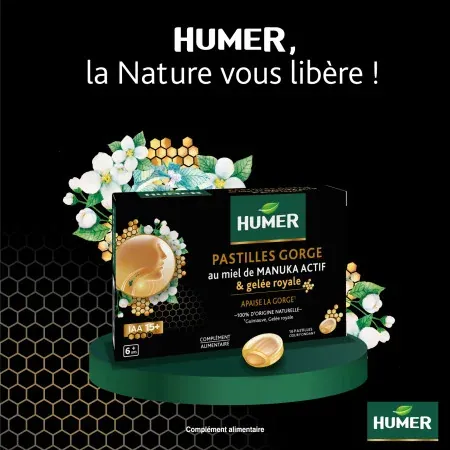 Humer Pastilles Gorge Miel de Manuka Gelée Royale 16 pastilles - Univers Pharmacie
