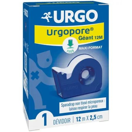 Urgo Urgopore Géant 12M Sparadrap Non Tissé Microporeux 12mX2,5cm - Univers Pharmacie
