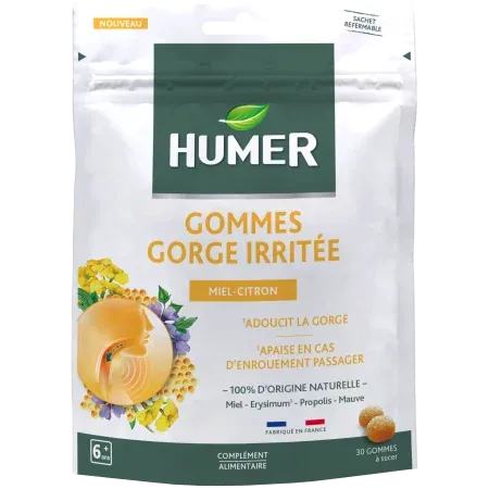 Humer Gommes Gorge Sensible Citron X30 - Univers Pharmacie